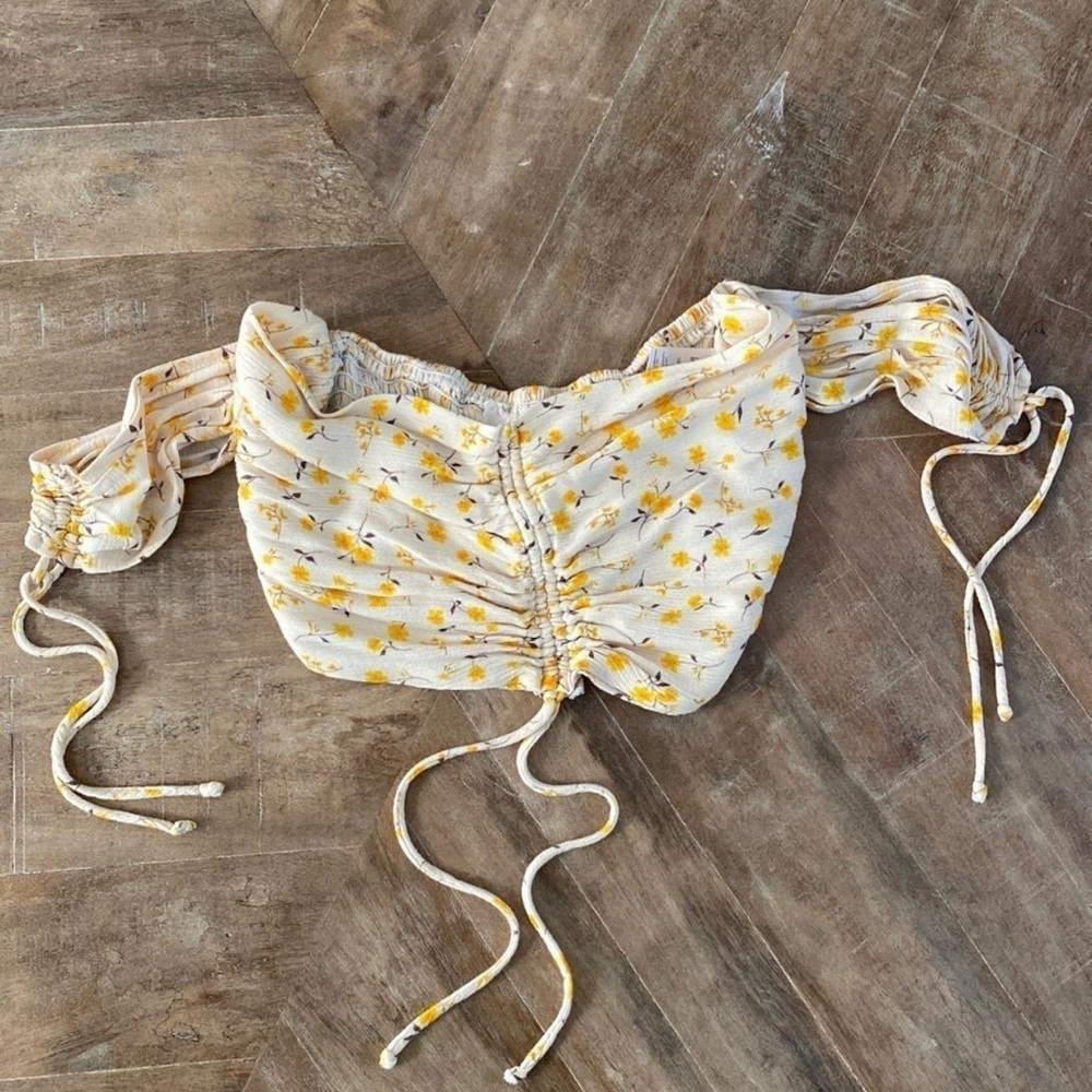 Blue Life Yellow Floral Crop Top